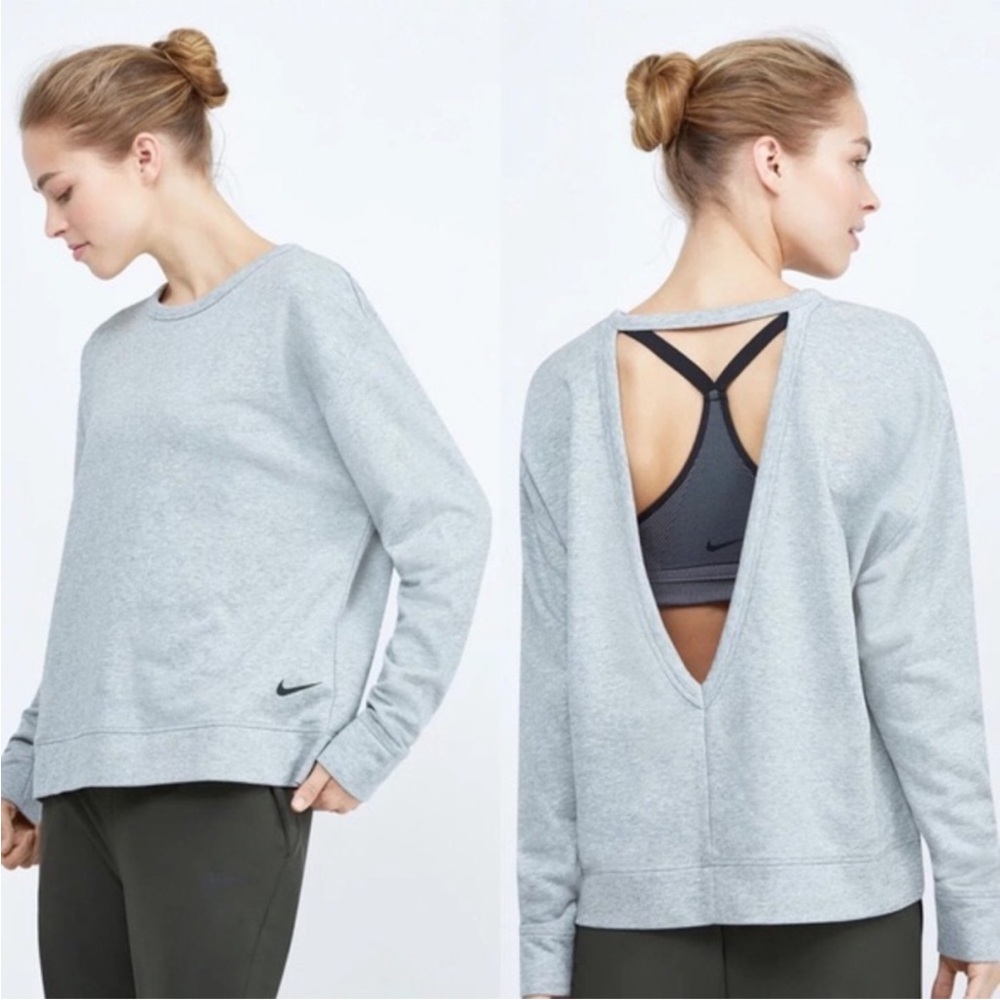 Nike Dri-Fit Light Gray Open Back Pullover Sweatshirt